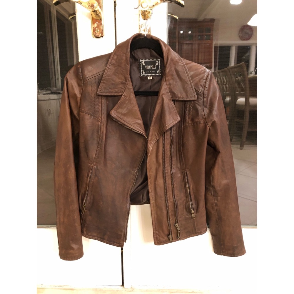 Brown leather jacket made and bought in Italy